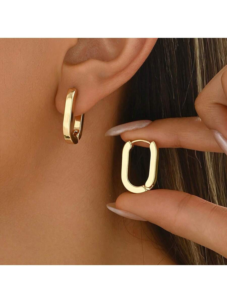 Colore:Orecchini quadrati a forma di U in oro