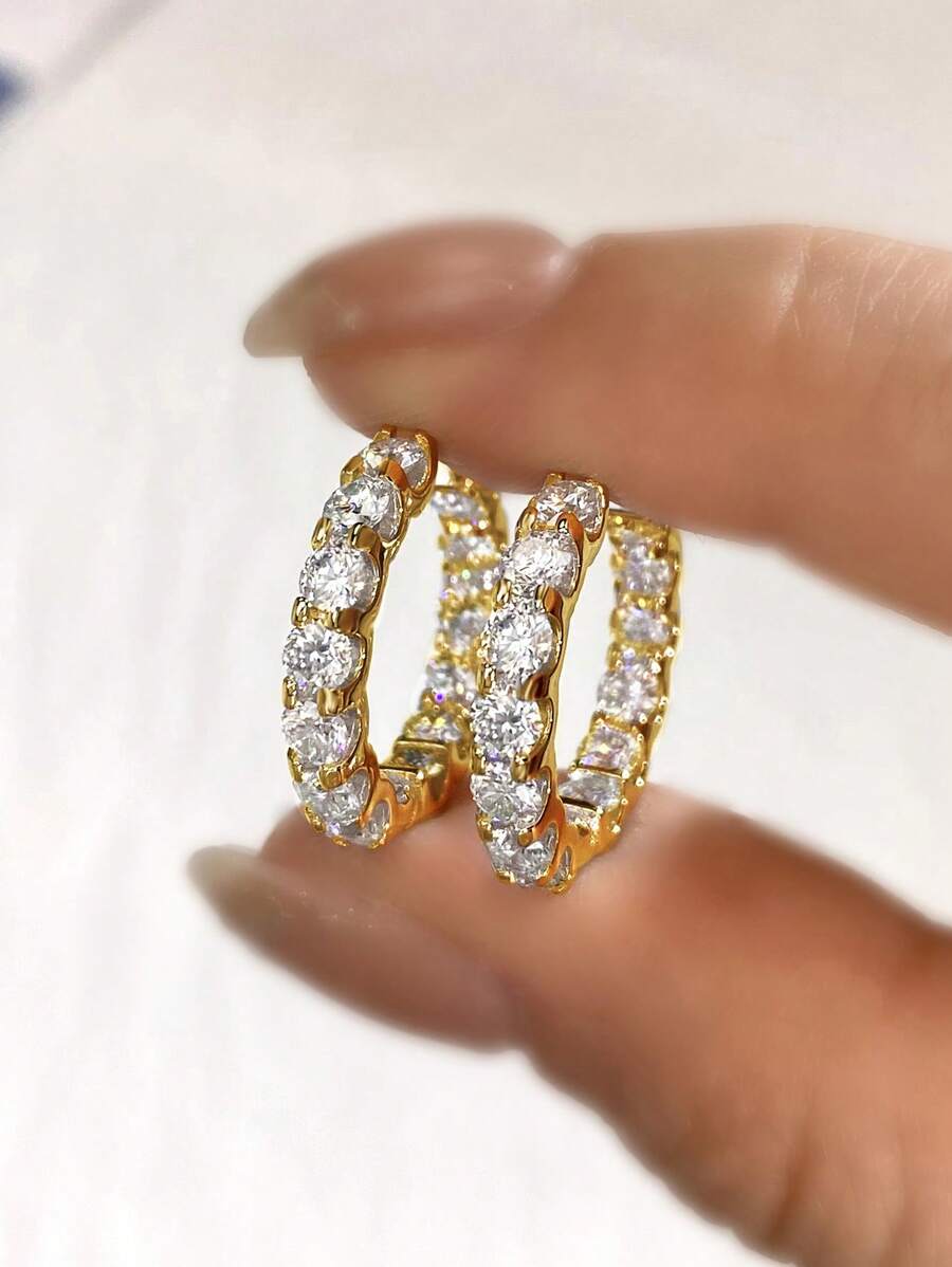 Tipo di stile:Orecchini moissanite con diamanti pieni