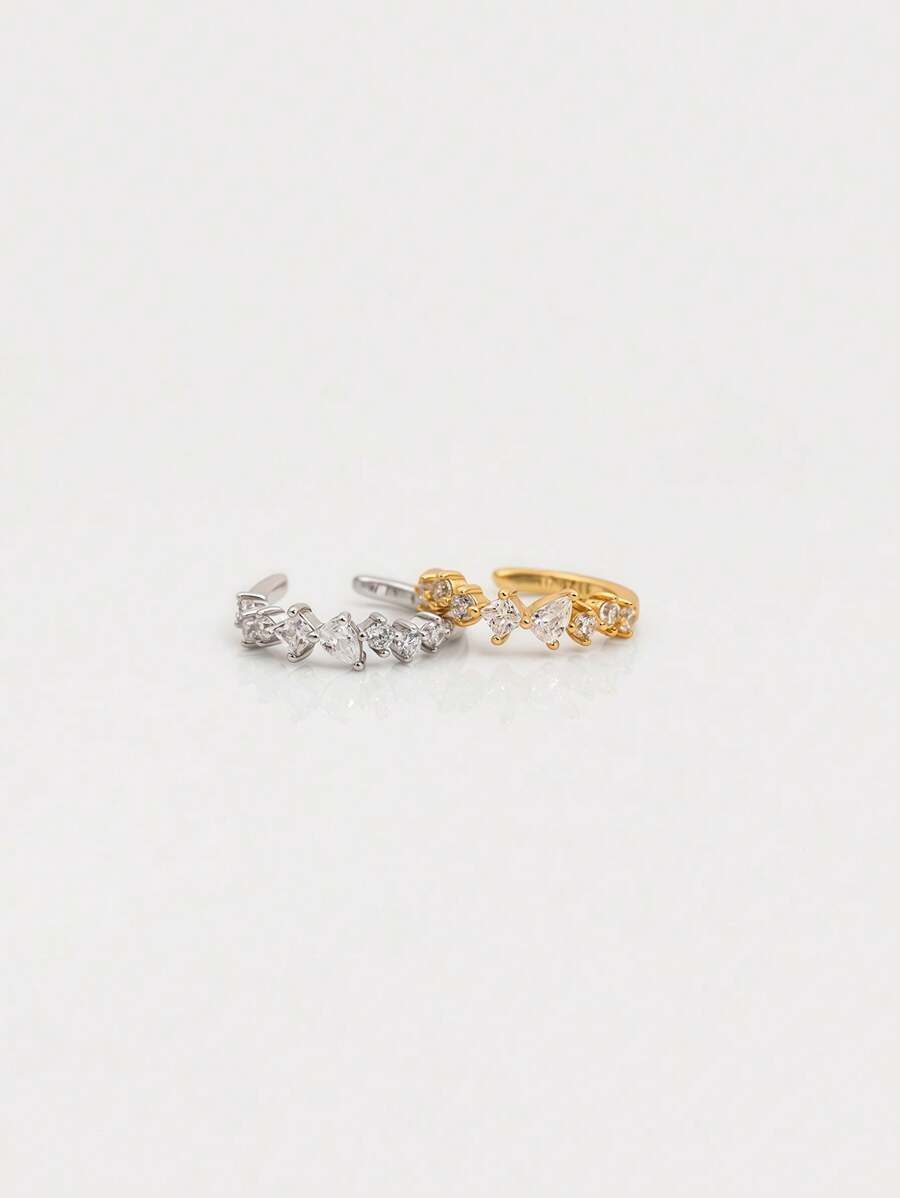 Tipo di stile:Clip per orecchini con zirconi geometrici