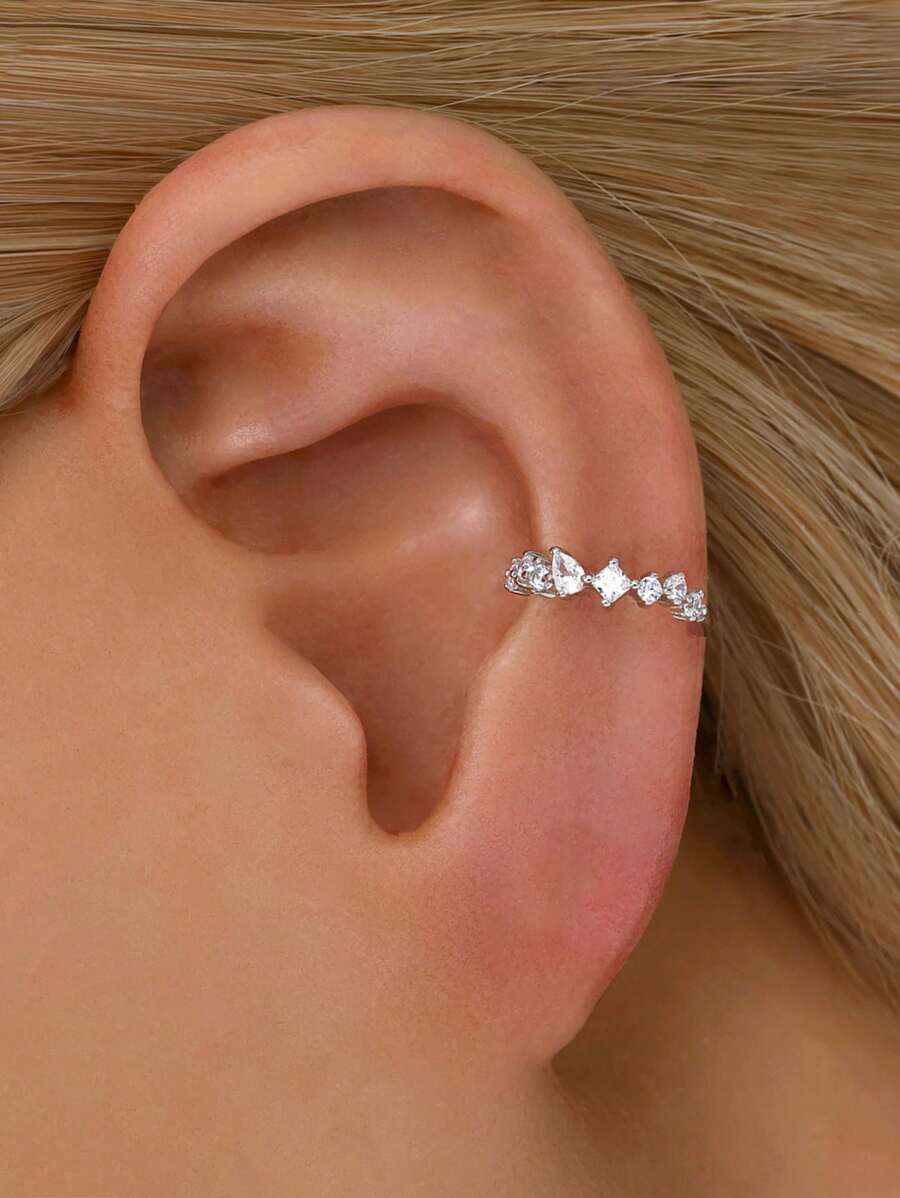 Tipo di stile:Clip per orecchini con zirconi geometrici