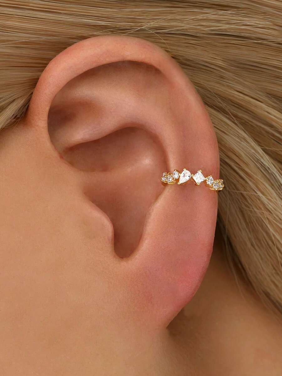 Tipo di stile:Clip per orecchini con zirconi geometrici