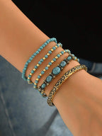 Tipo di stile:Set di braccialetti in oro e turchese