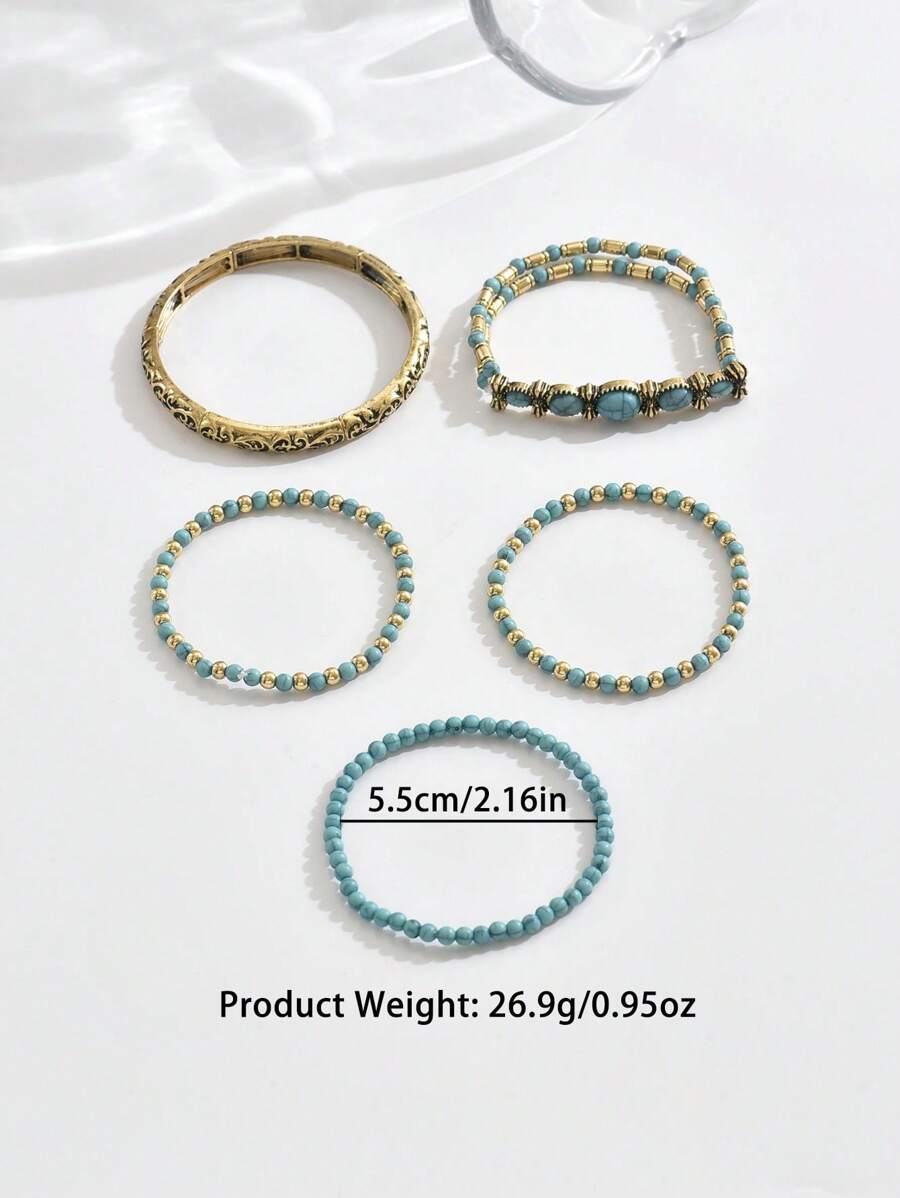 Tipo di stile:Set di braccialetti in oro e turchese