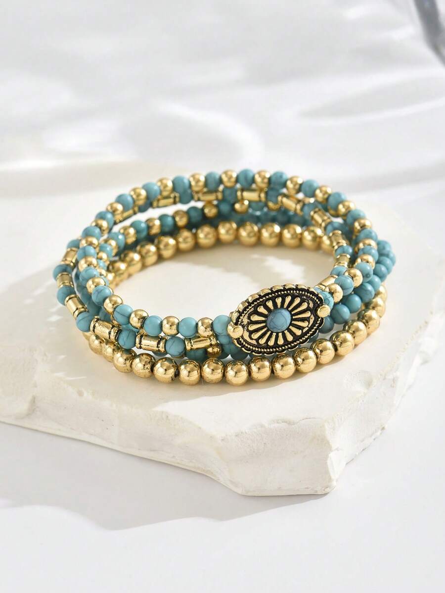 Tipo di stile:Set di bracciali vintage con fiori in oro