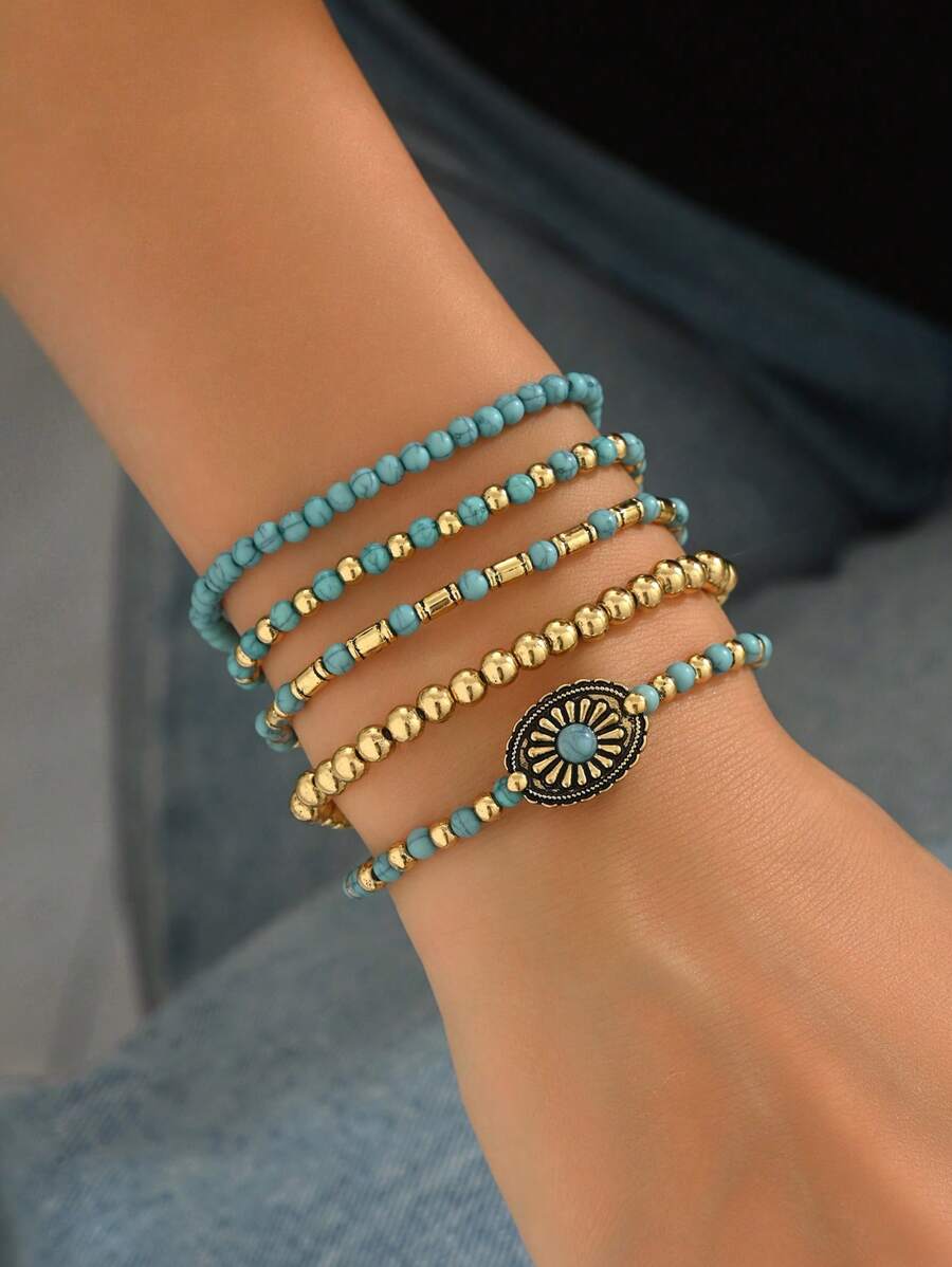 Tipo di stile:Set di bracciali vintage con fiori in oro