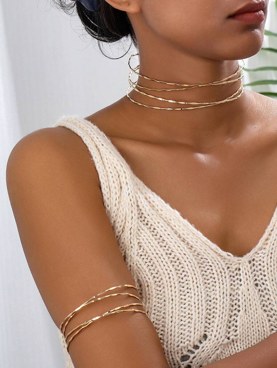 Colore:Collana con bracciale sfaccettato - Oro