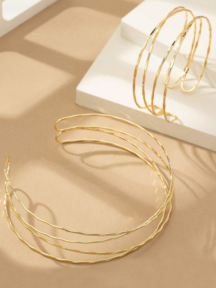 Colore:Collana con bracciale sfaccettato - Oro