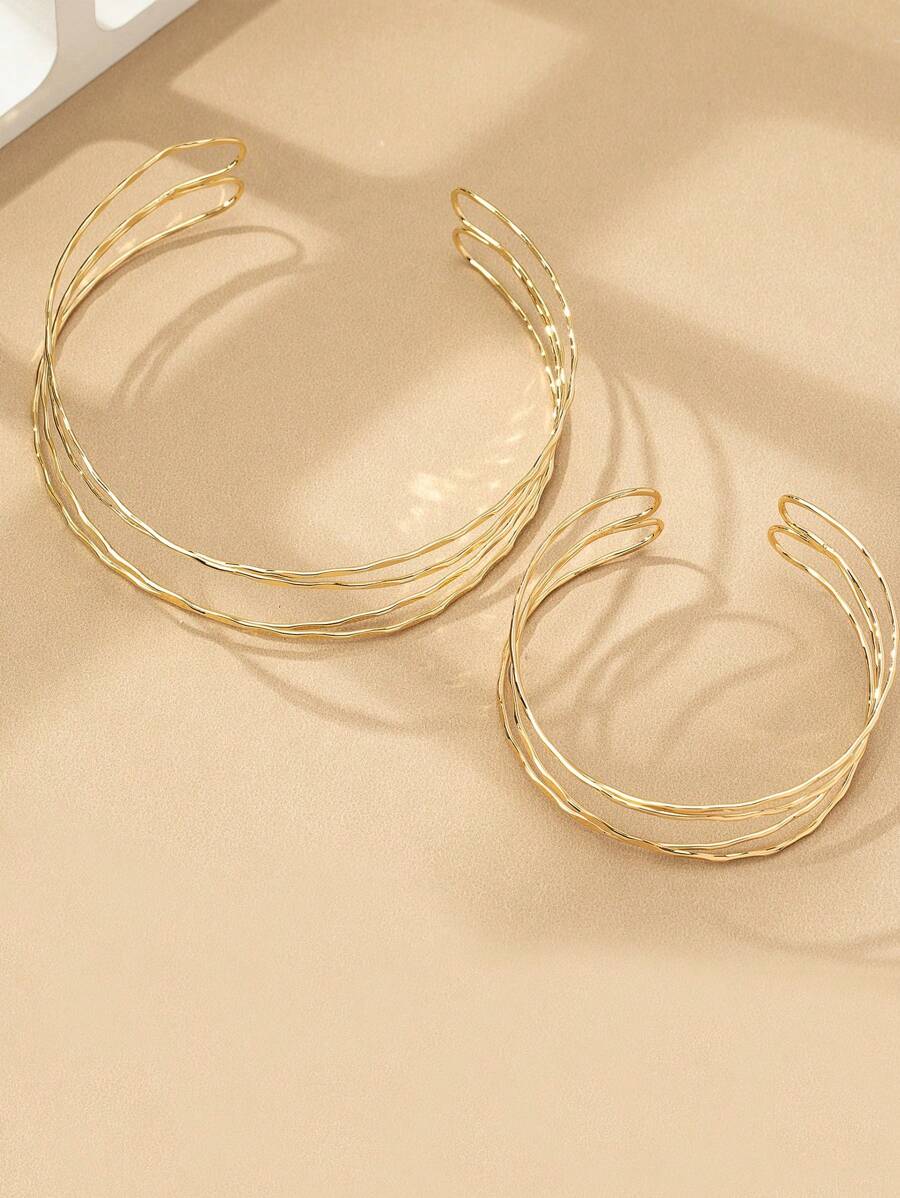 Colore:Collana con bracciale sfaccettato - Oro