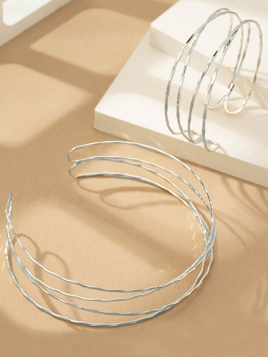 Colore:Collana con bracciale sfaccettato - Argento