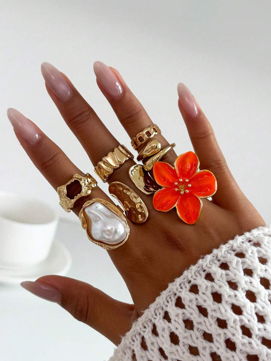 Tipo di stile:Set di 7 anelli a goccia
