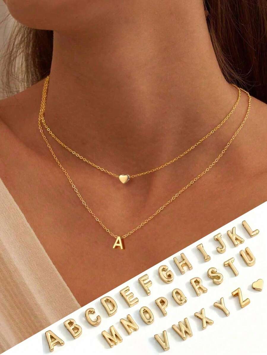 Tipo di stile:Collana con doppia lettera d'amore