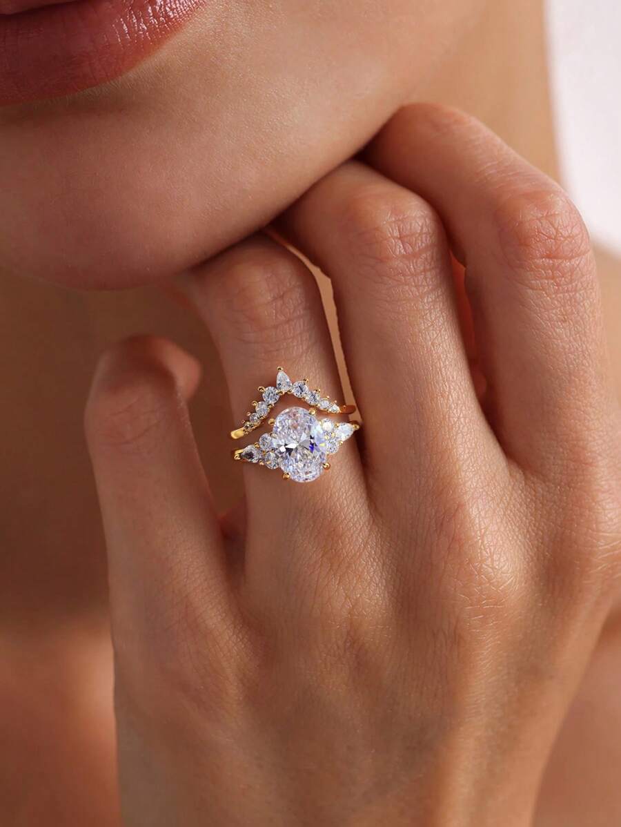 Tipo di stile:Anello ovale con diamante
