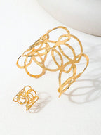Colore:Set di bracciale e anello in oro