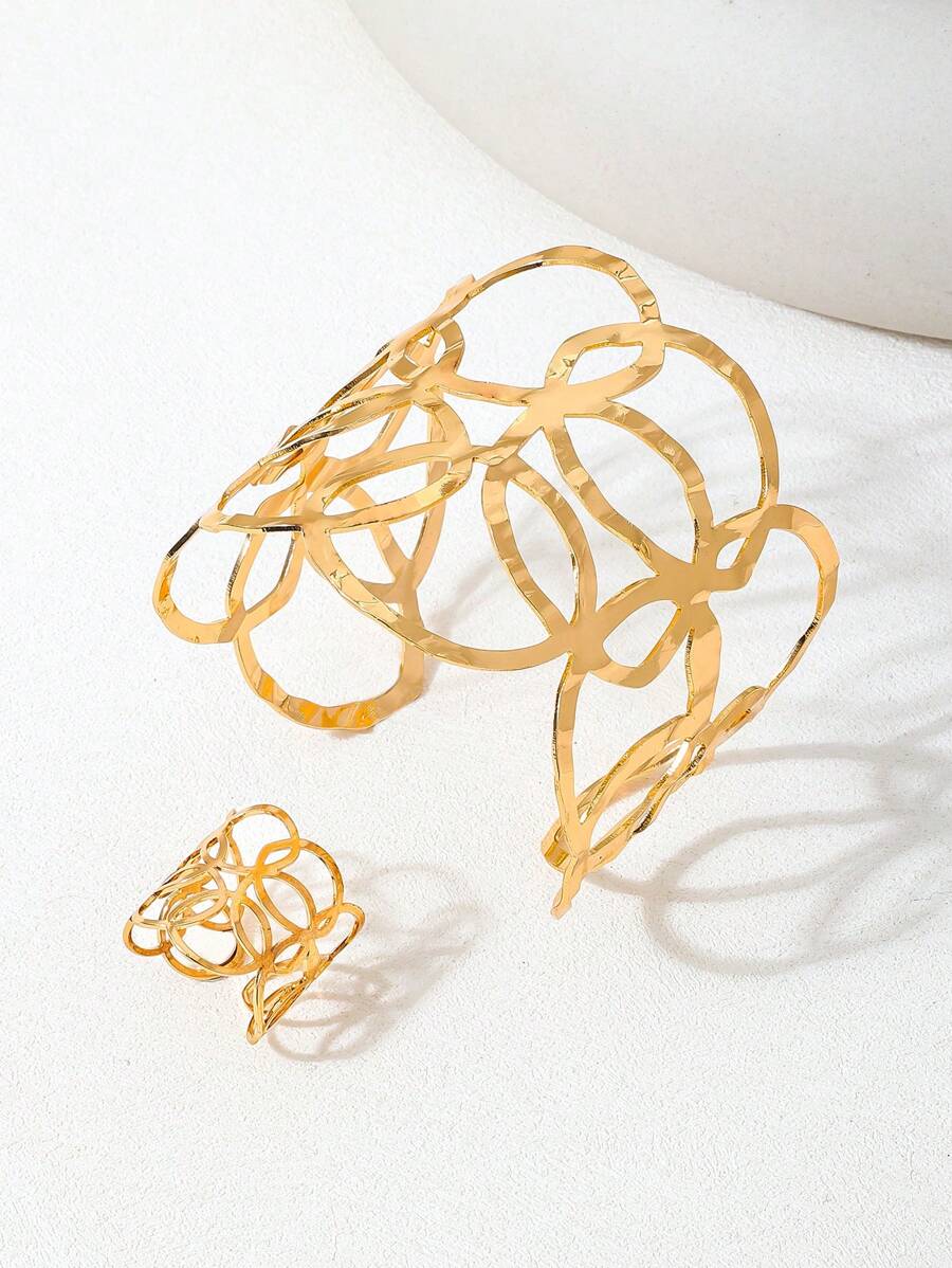 Colore:Set di bracciale e anello in oro