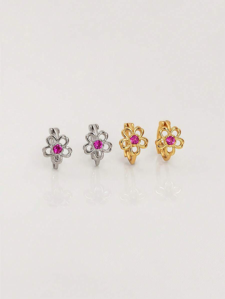 Tipo di stile:Orecchini a forma di fiore con diamante singolo
