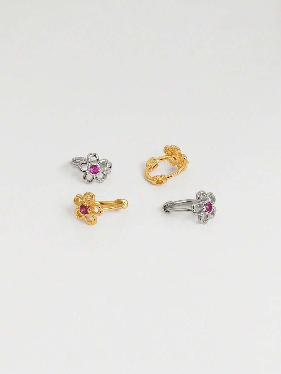 Tipo di stile:Orecchini a forma di fiore con diamante singolo