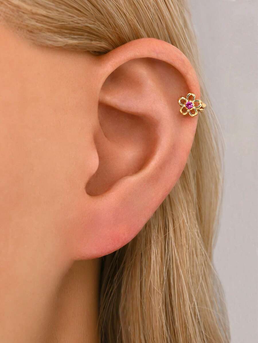 Tipo di stile:Orecchini a forma di fiore con diamante singolo