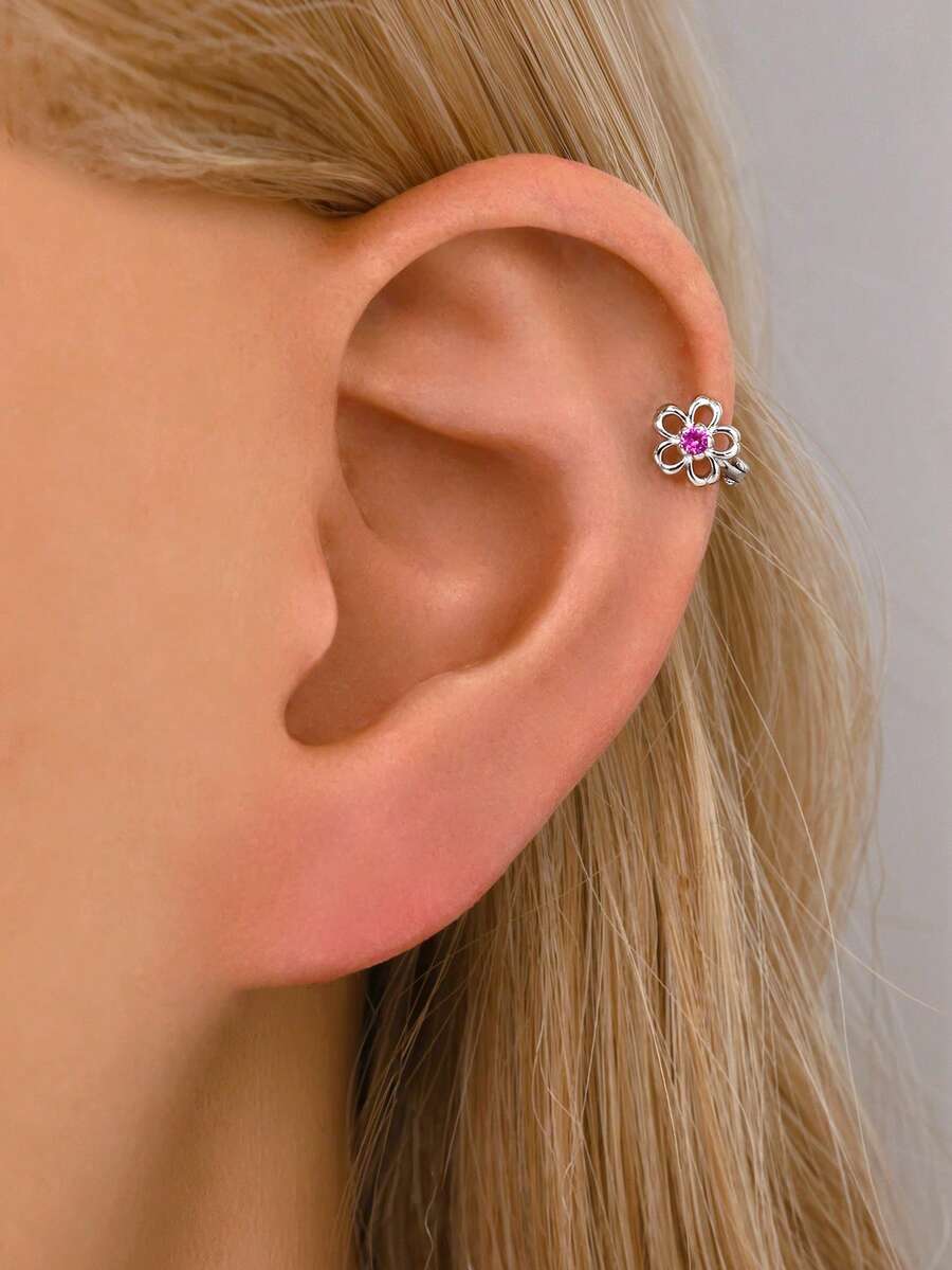 Tipo di stile:Orecchini a forma di fiore con diamante singolo