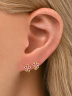 Tipo di stile:Orecchini a forma di fiore con diamante singolo