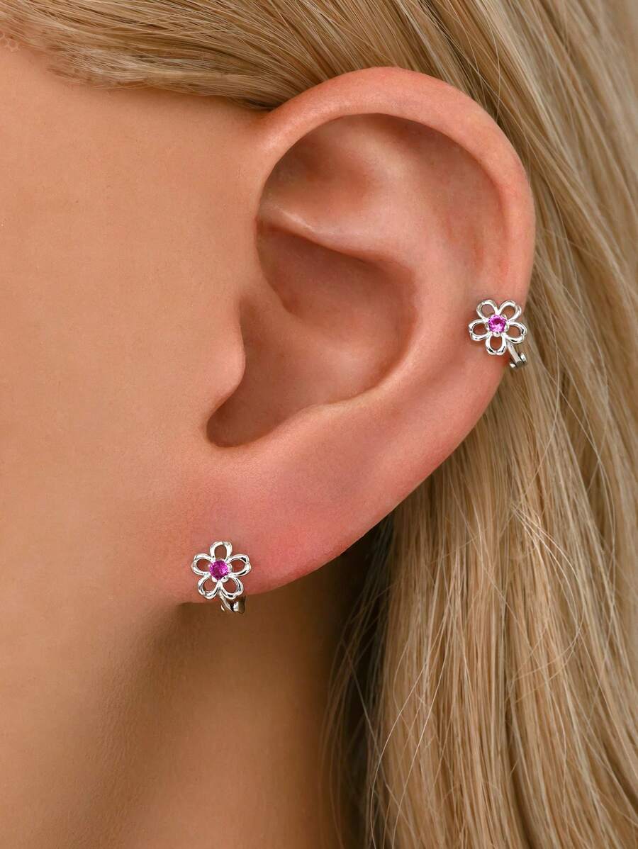 Tipo di stile:Orecchini a forma di fiore con diamante singolo