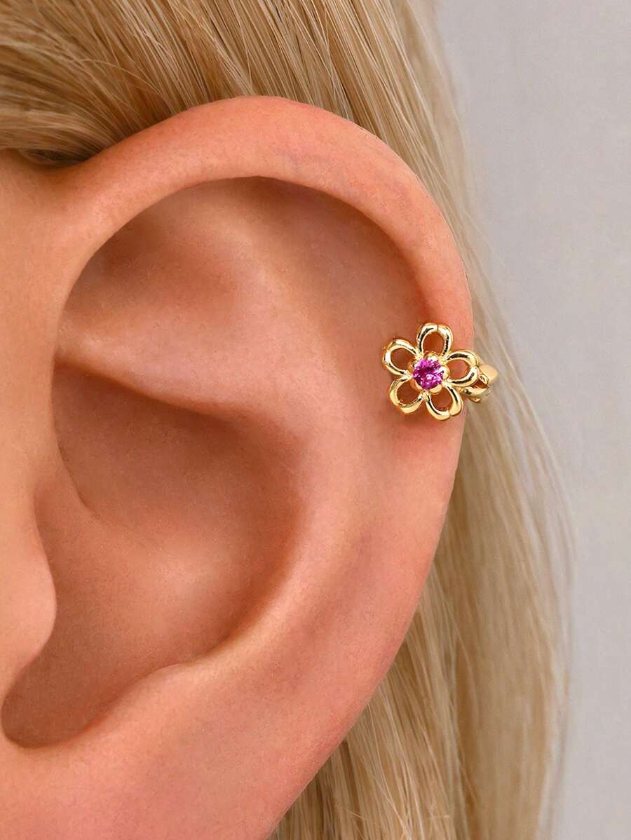 Tipo di stile:Orecchini a forma di fiore con diamante singolo