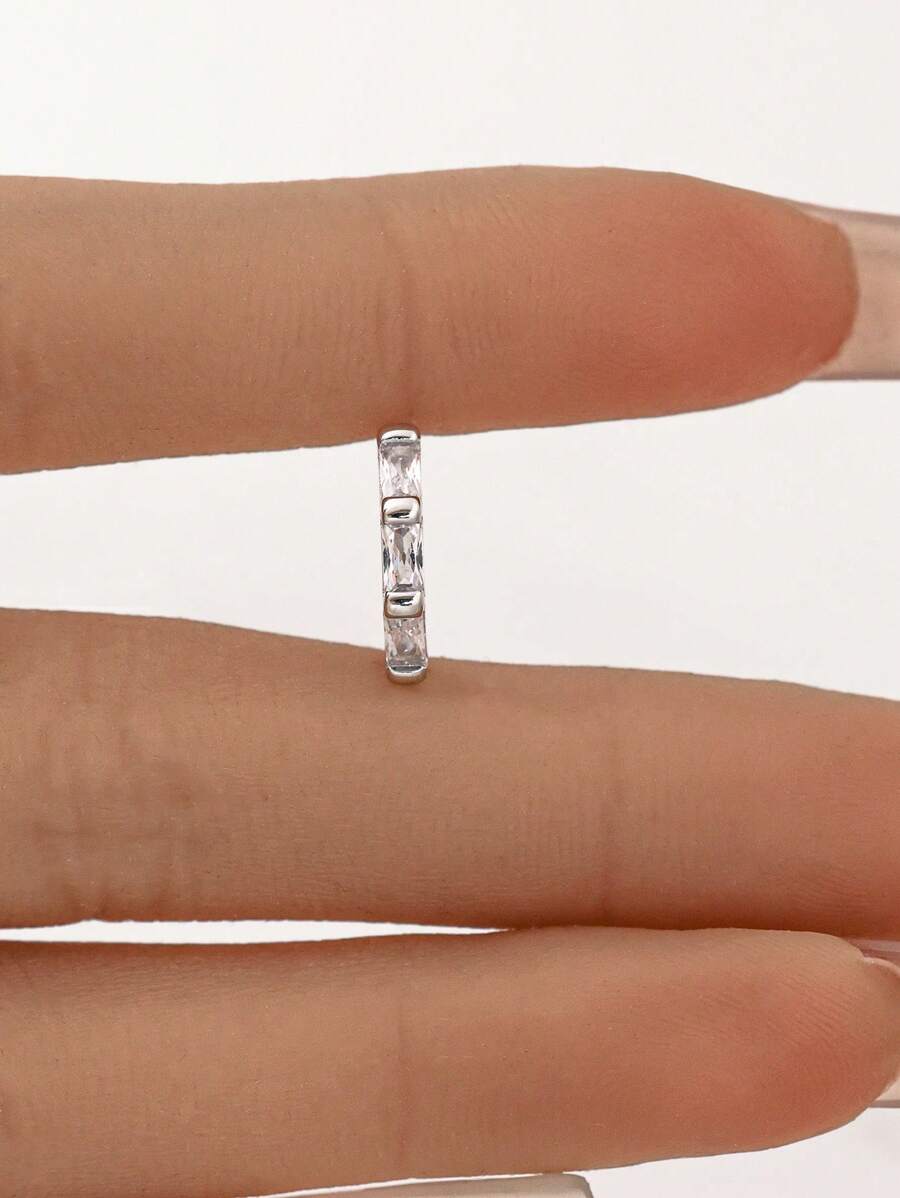 Tipo di stile:Clip per orecchini con zirconi quadrati
