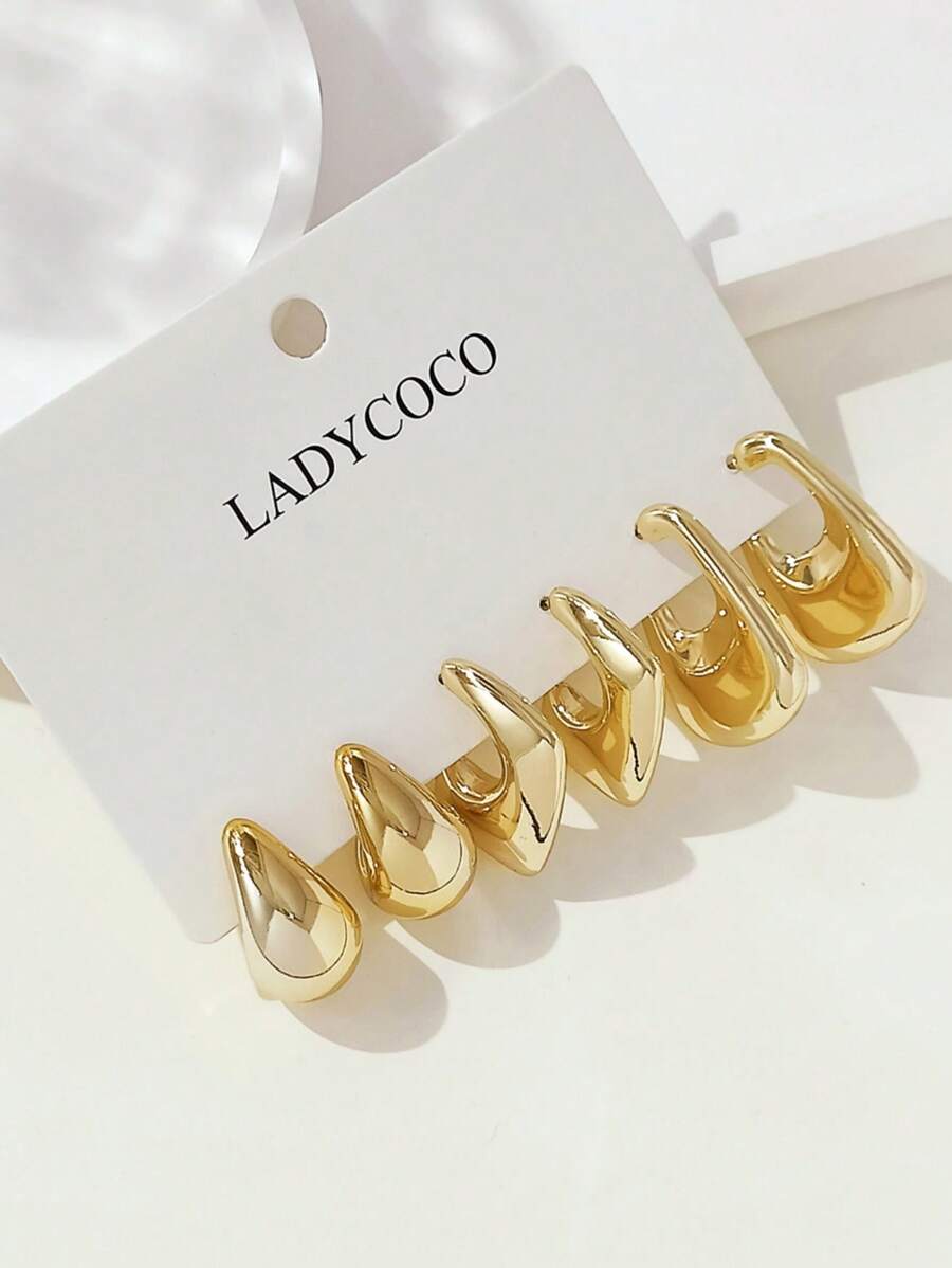 Colore:Set di 3 paia di orecchini in oro