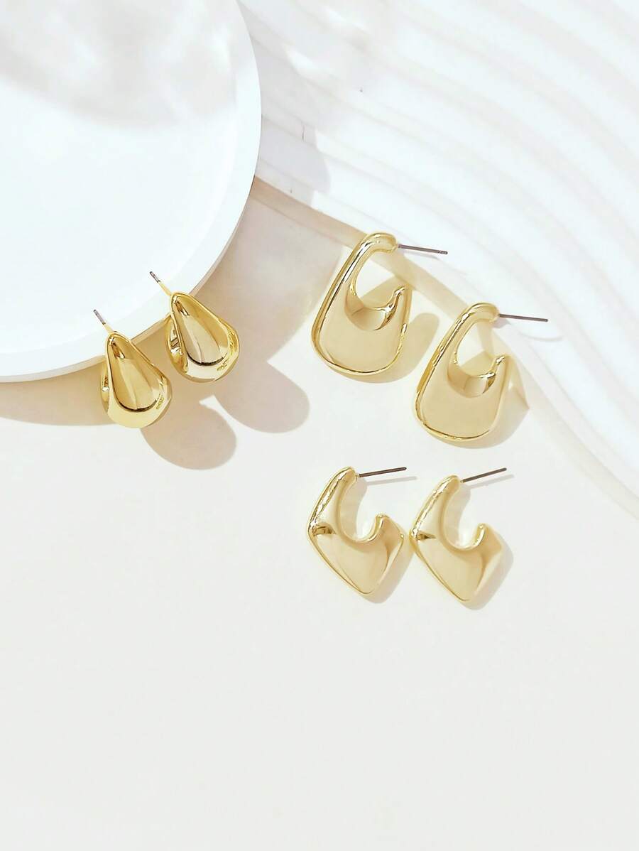 Colore:Set di 3 paia di orecchini in oro