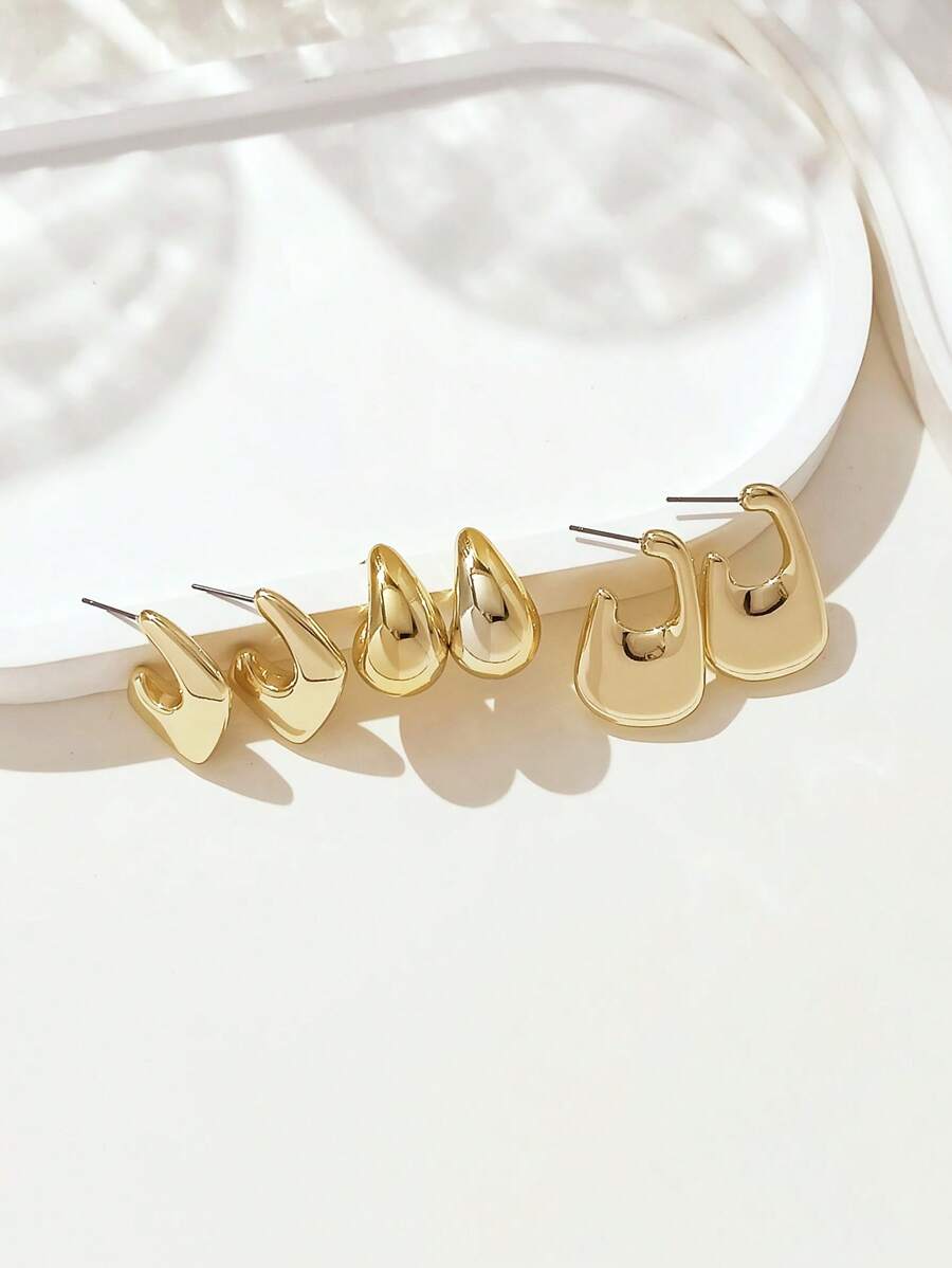 Colore:Set di 3 paia di orecchini in oro