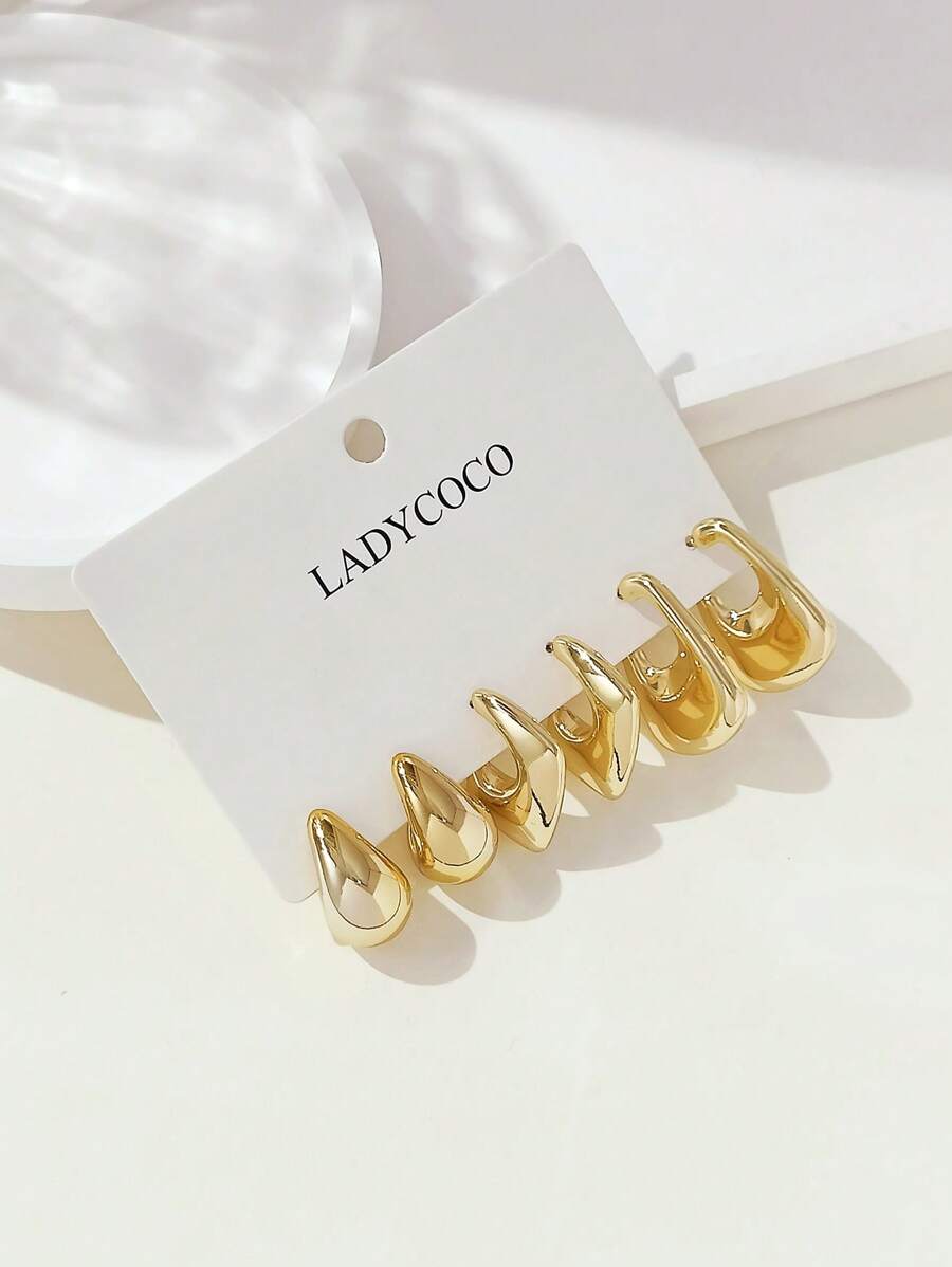 Colore:Set di 3 paia di orecchini in oro