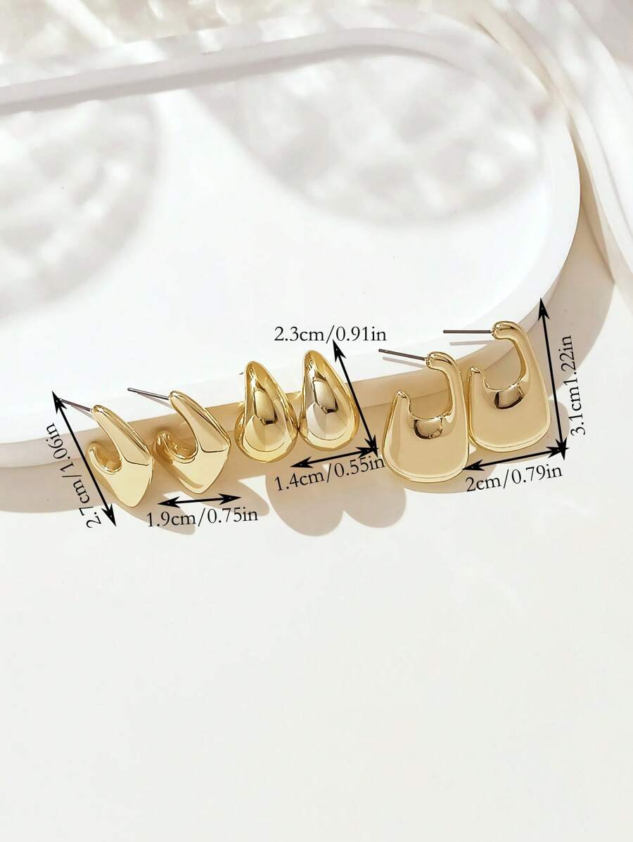 Colore:Set di 3 paia di orecchini in oro
