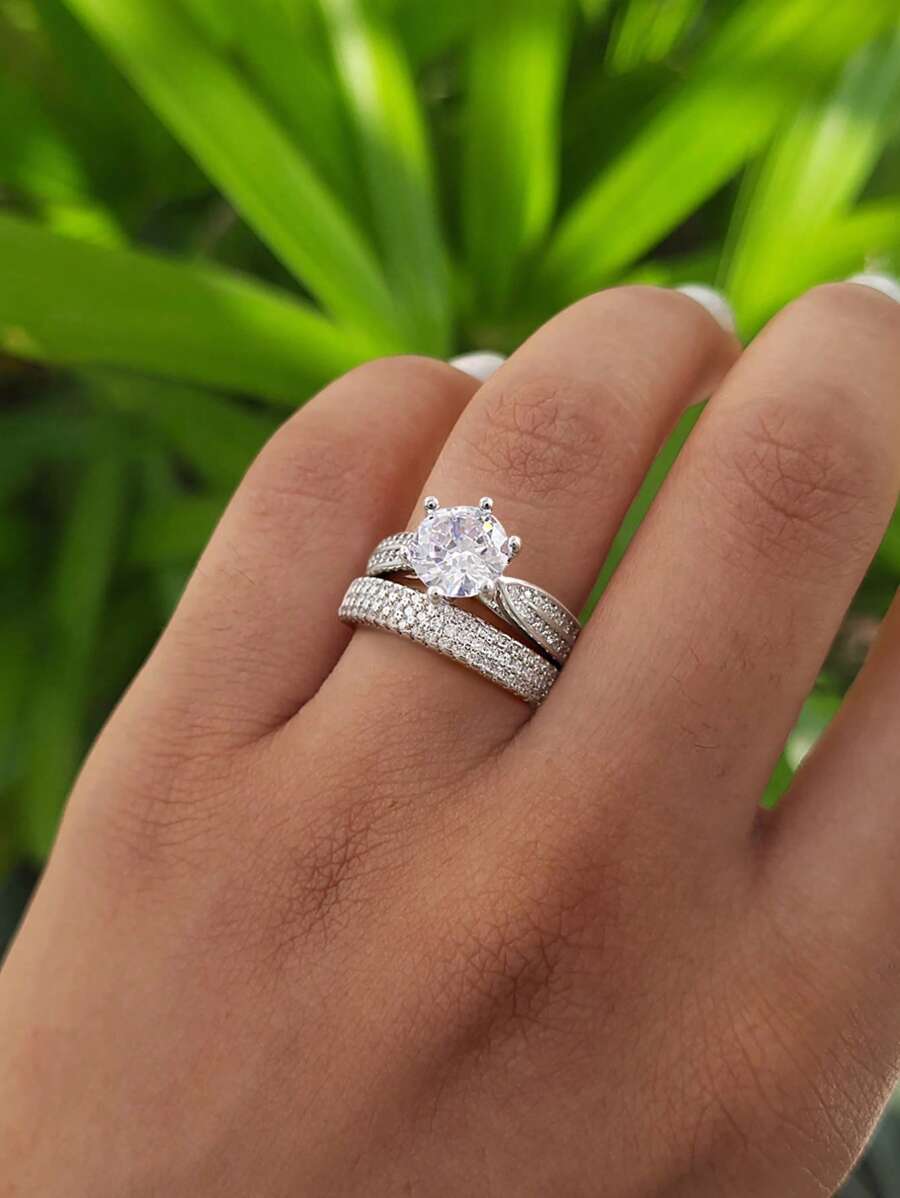 Tipo di stile:Anello doppio di lusso a sei griffe