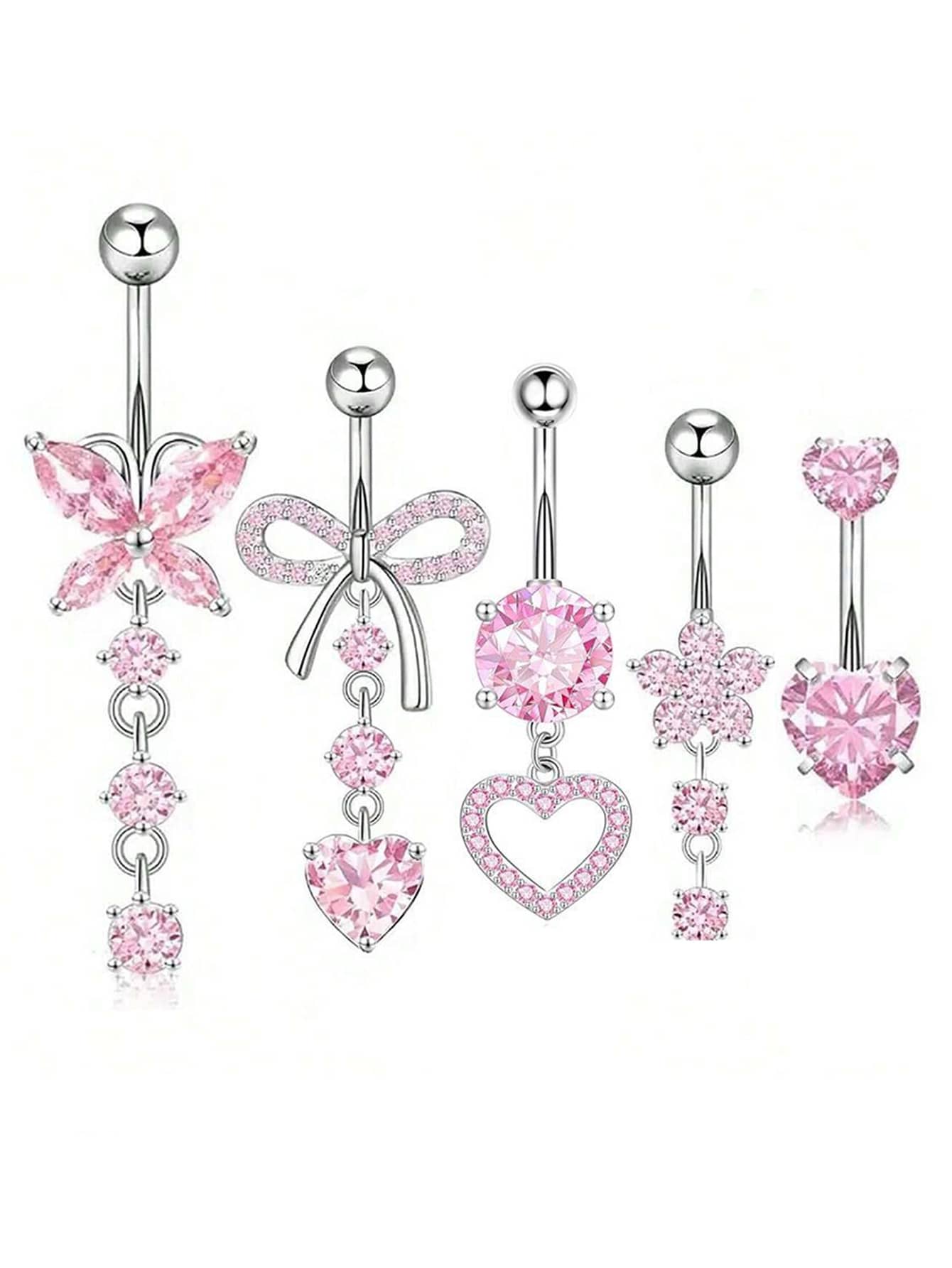 Tipo di stile:Set di 5 anelli per ombelico