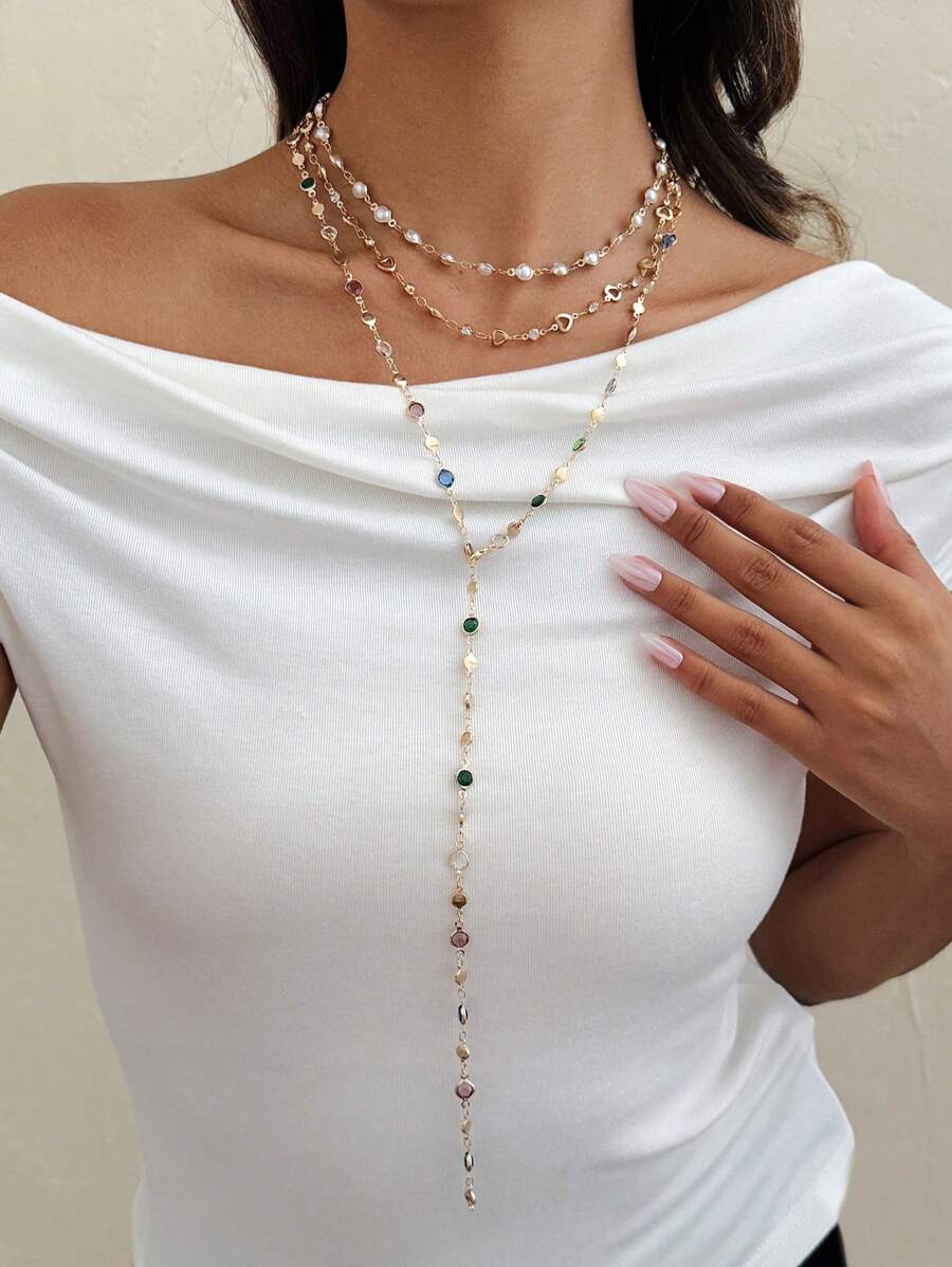 Colore:Catena a forma di Y con perle colorate