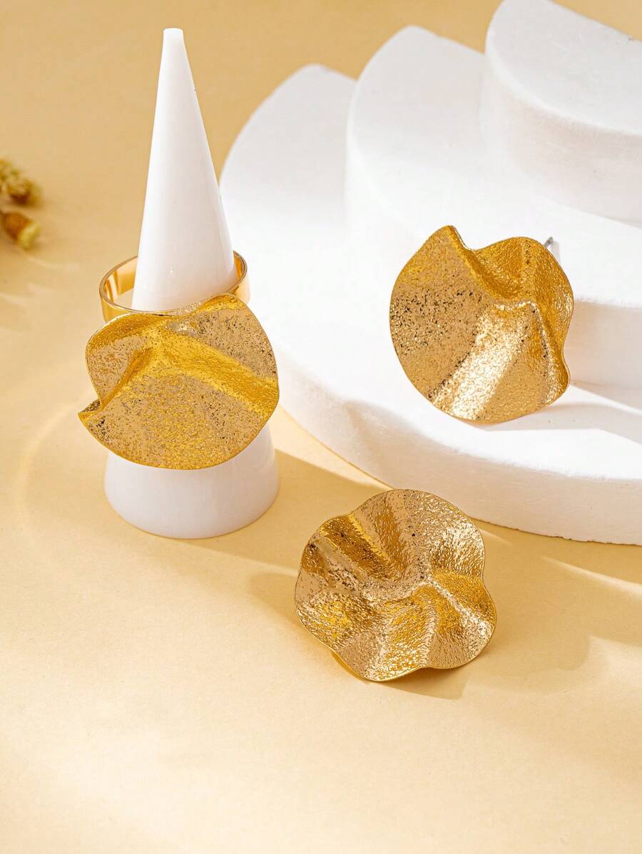Tipo di stile:Set anello + orecchini satinato