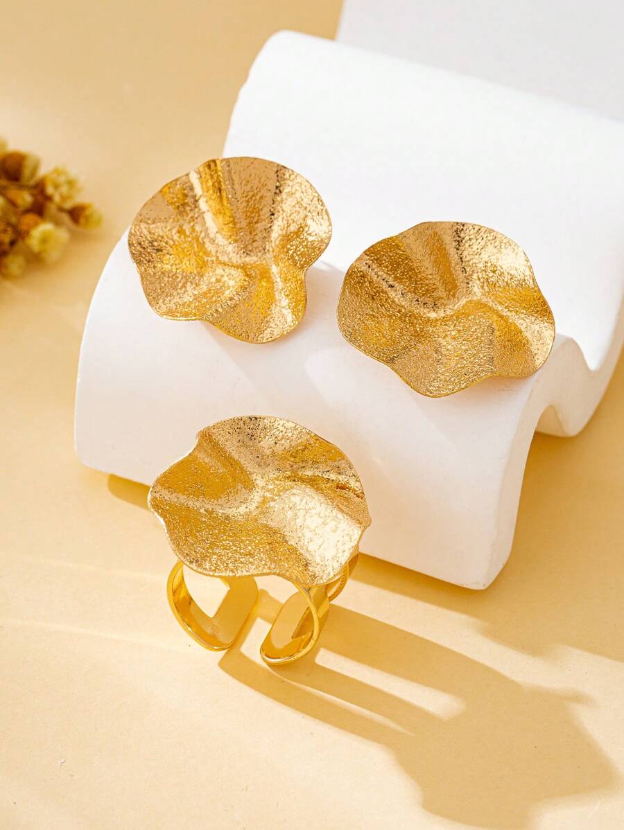 Tipo di stile:Set anello + orecchini satinato