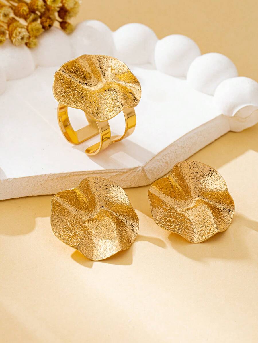 Tipo di stile:Set anello + orecchini satinato