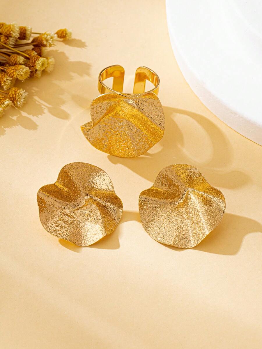 Tipo di stile:Set anello + orecchini satinato
