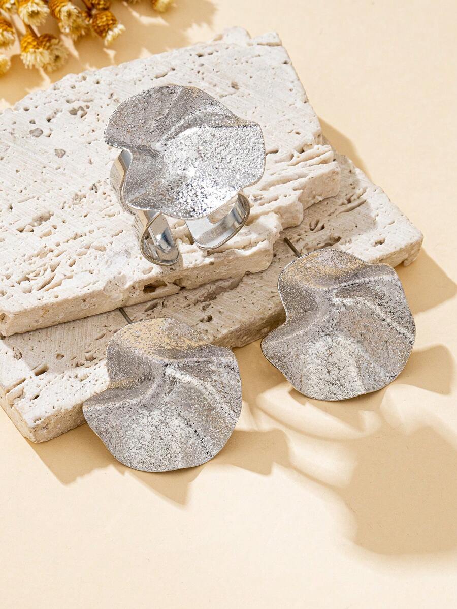 Tipo di stile:Set anello + orecchini satinato