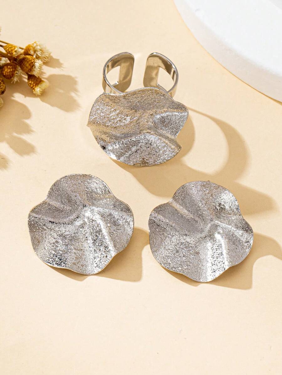 Tipo di stile:Set anello + orecchini satinato