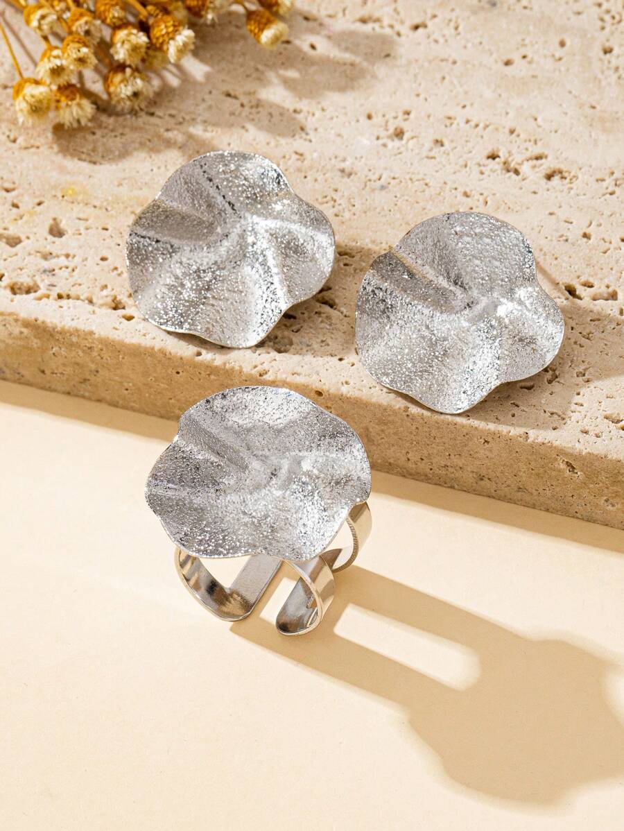 Tipo di stile:Set anello + orecchini satinato