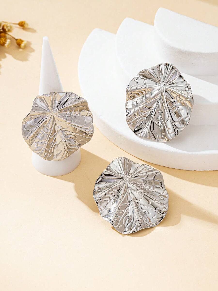 Tipo di stile:Set anello e orecchini con foglia di loto