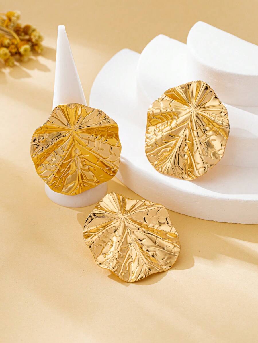 Tipo di stile:Set anello e orecchini con foglia di loto