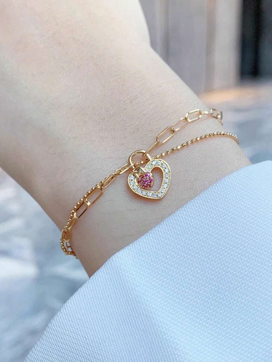 Tipo di stile:Bracciale da donna Love Lock a doppio strato