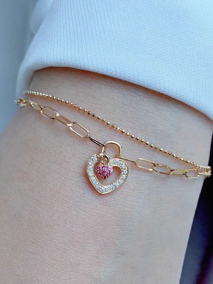 Tipo di stile:Bracciale da donna Love Lock a doppio strato