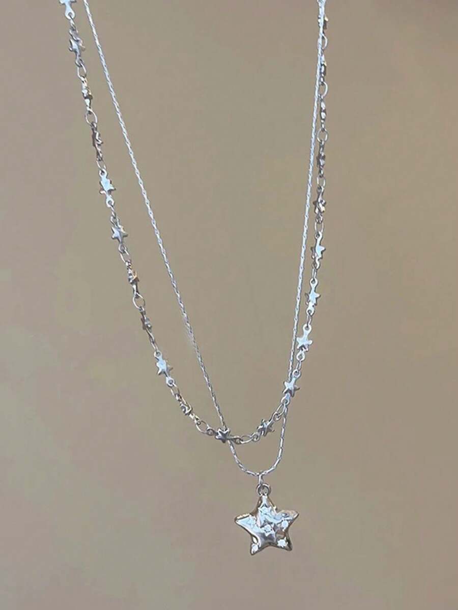 Tipo di stile:Collana a doppio strato con ciondolo a stella