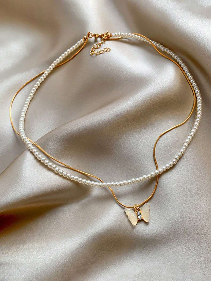 Tipo di stile:Collana con farfalla di perle