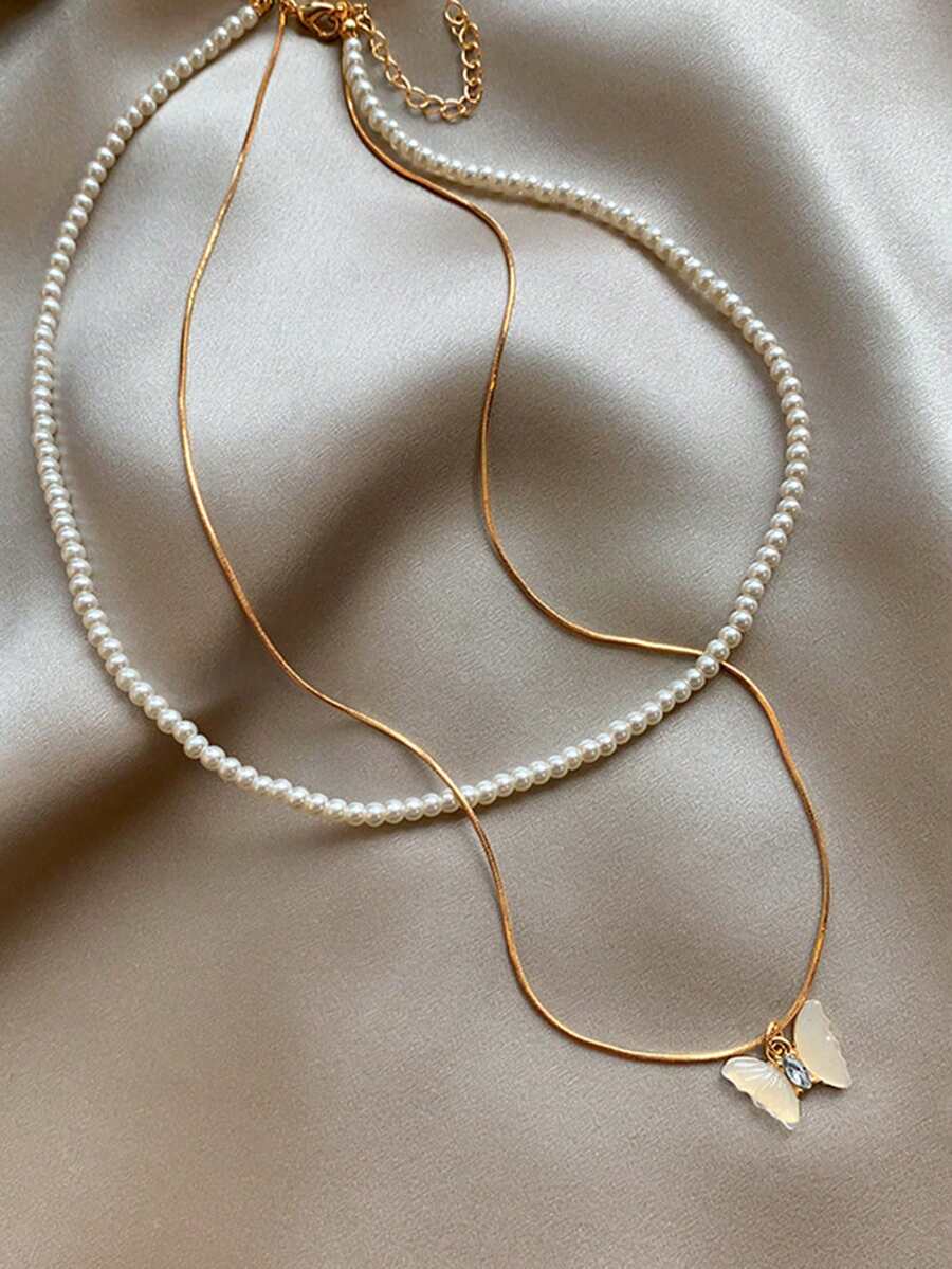 Tipo di stile:Collana con farfalla di perle