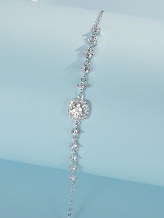 Modian braccialetto di lusso in argento sterling 925 con moissanite di colore d da 0,8 ct e design halo, per matrimoni e dichiarazioni di gioielleria da donna
