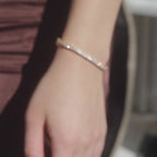 1 pezzo bracciale tennis in argento sterling 925 placcato in oro bianco con catena di altissima qualita in moissanite e strass a quattro artigli, gioiello di lusso e di alta gamma, elegante e raffinato, regalo prezioso per le donne